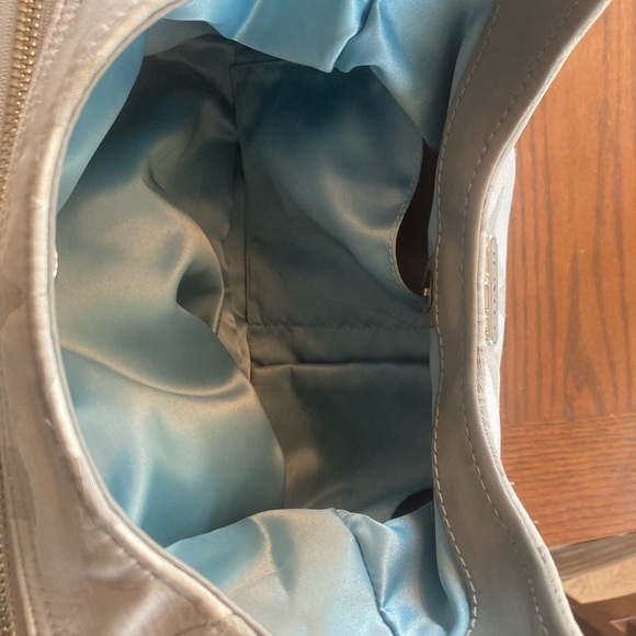Grey Coach Handbag: leather straps & blue liner - Picture 6 of 14